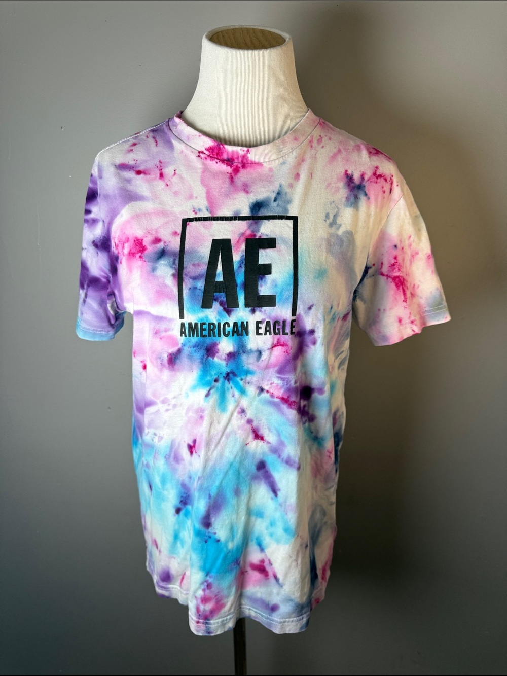 American Eagle AE Tie-Dye Logo Tee - Pink, Purple, Blue